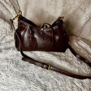 Brown Vegan Leather Crossbody Bag
